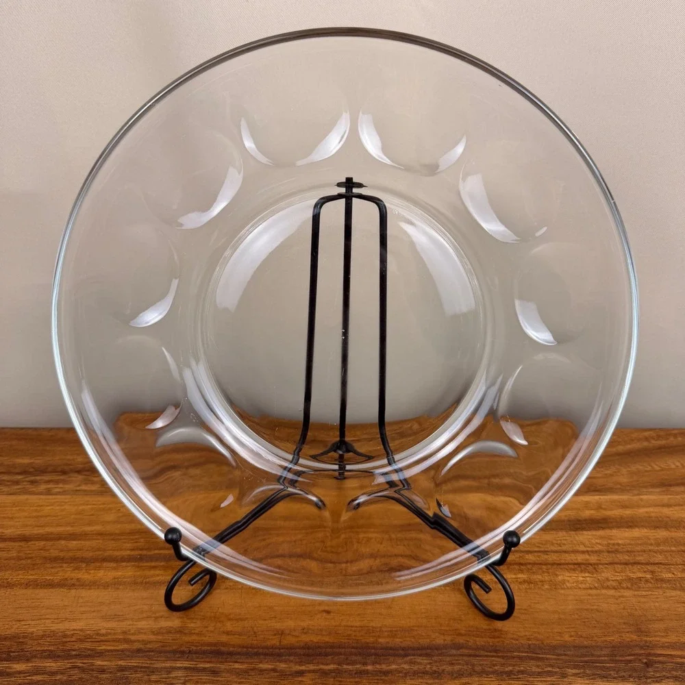Vintage Pyrex Glass Deviled Egg Platter Round 12 Slot Scalloped Serving Tray 10